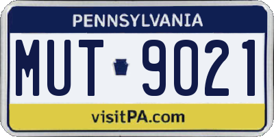 PA license plate MUT9021
