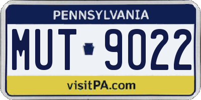 PA license plate MUT9022