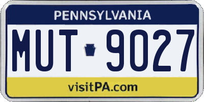 PA license plate MUT9027