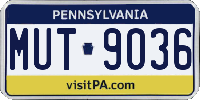 PA license plate MUT9036