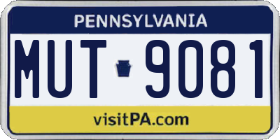 PA license plate MUT9081