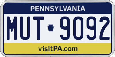 PA license plate MUT9092