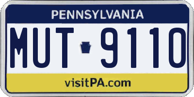 PA license plate MUT9110