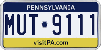 PA license plate MUT9111