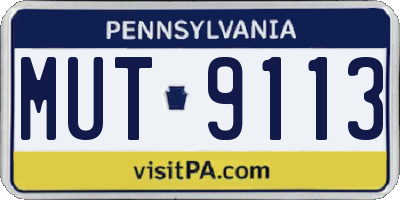 PA license plate MUT9113
