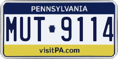 PA license plate MUT9114