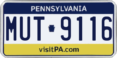 PA license plate MUT9116