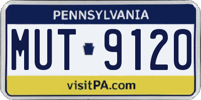 PA license plate MUT9120