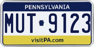PA license plate MUT9123