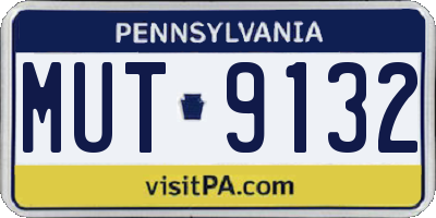 PA license plate MUT9132