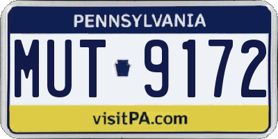 PA license plate MUT9172