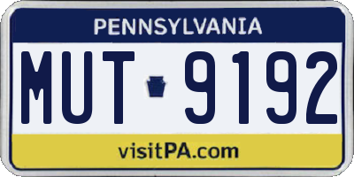 PA license plate MUT9192