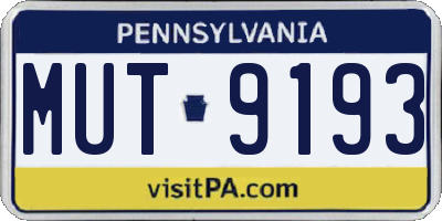 PA license plate MUT9193