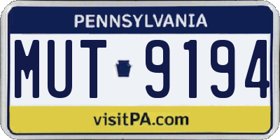 PA license plate MUT9194