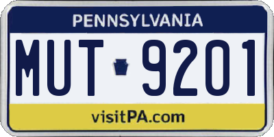 PA license plate MUT9201