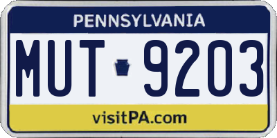 PA license plate MUT9203