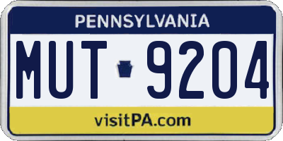 PA license plate MUT9204