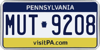 PA license plate MUT9208