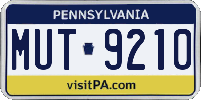 PA license plate MUT9210