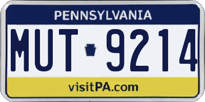 PA license plate MUT9214