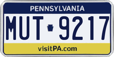 PA license plate MUT9217