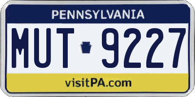 PA license plate MUT9227