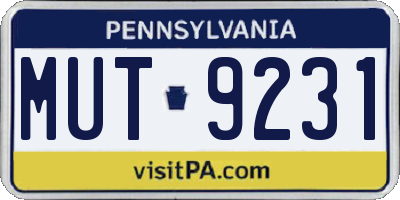 PA license plate MUT9231
