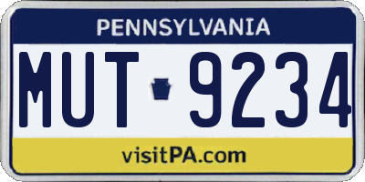 PA license plate MUT9234