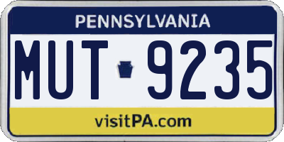 PA license plate MUT9235