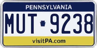 PA license plate MUT9238