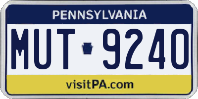 PA license plate MUT9240