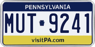 PA license plate MUT9241