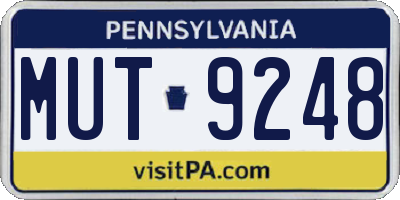 PA license plate MUT9248