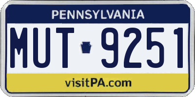 PA license plate MUT9251