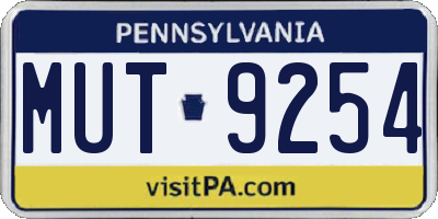 PA license plate MUT9254