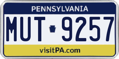 PA license plate MUT9257