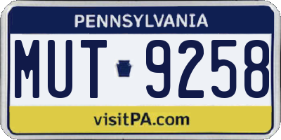 PA license plate MUT9258
