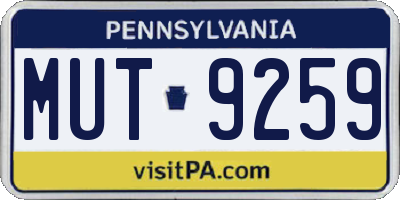 PA license plate MUT9259