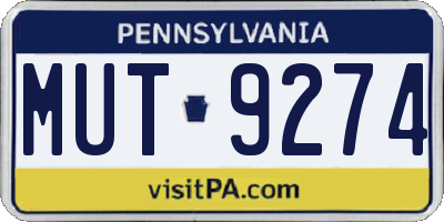 PA license plate MUT9274