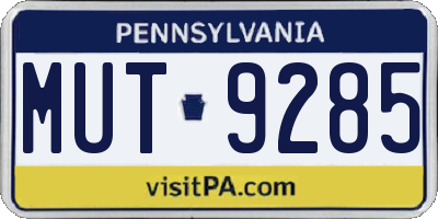 PA license plate MUT9285