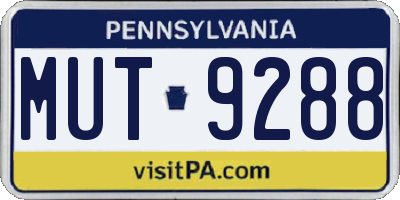 PA license plate MUT9288