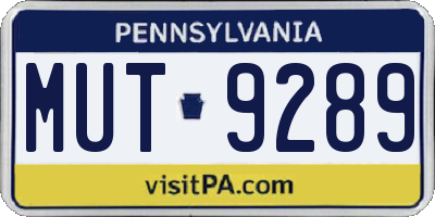 PA license plate MUT9289