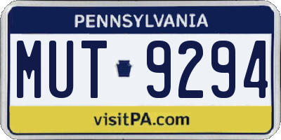 PA license plate MUT9294