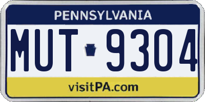 PA license plate MUT9304