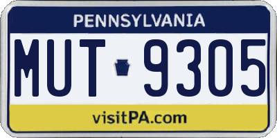 PA license plate MUT9305