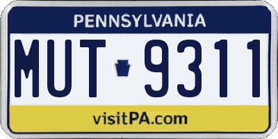 PA license plate MUT9311