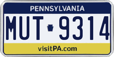 PA license plate MUT9314