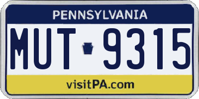 PA license plate MUT9315
