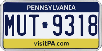 PA license plate MUT9318