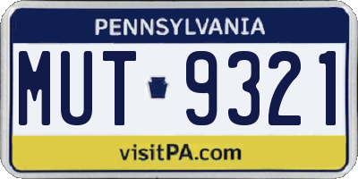 PA license plate MUT9321